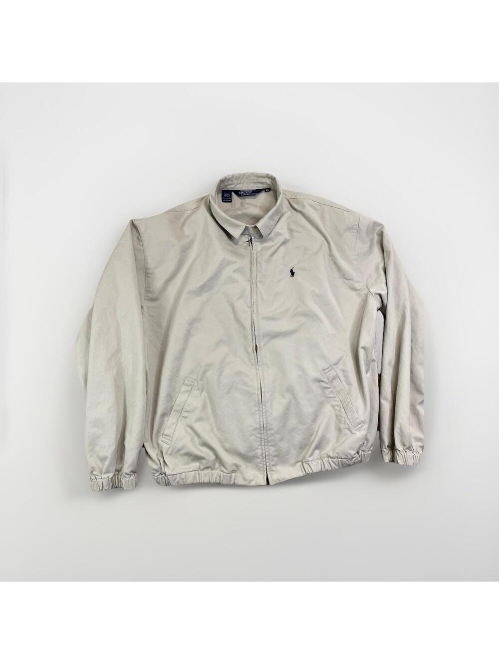 Vintage Polo Ralph Lauren Harrington Jacket Mens Size XL Beige Zip Plaid Lined